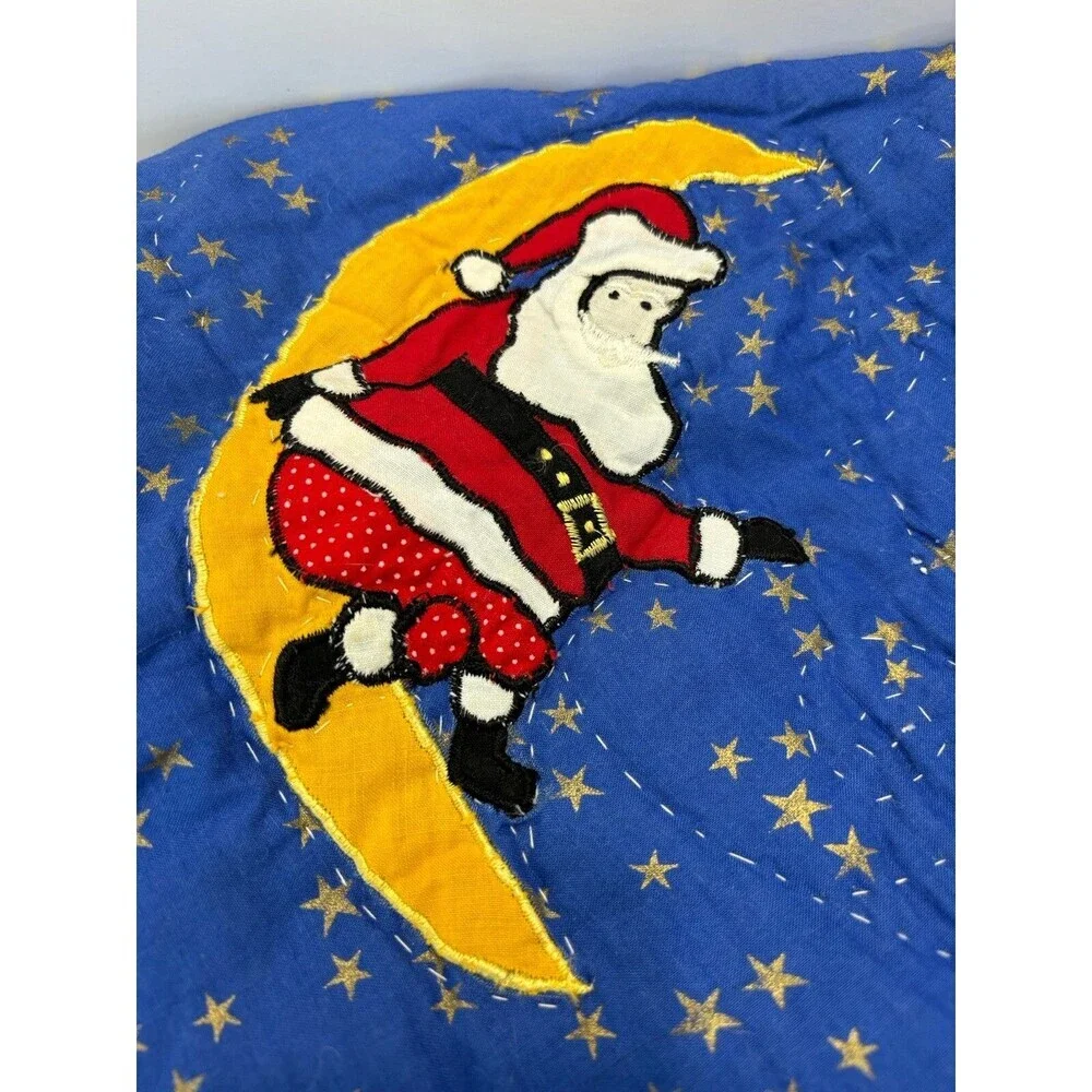 Vintage Patchwork HO HO HO Multicolor Christmas Tree Skirt Santa Holiday 40
